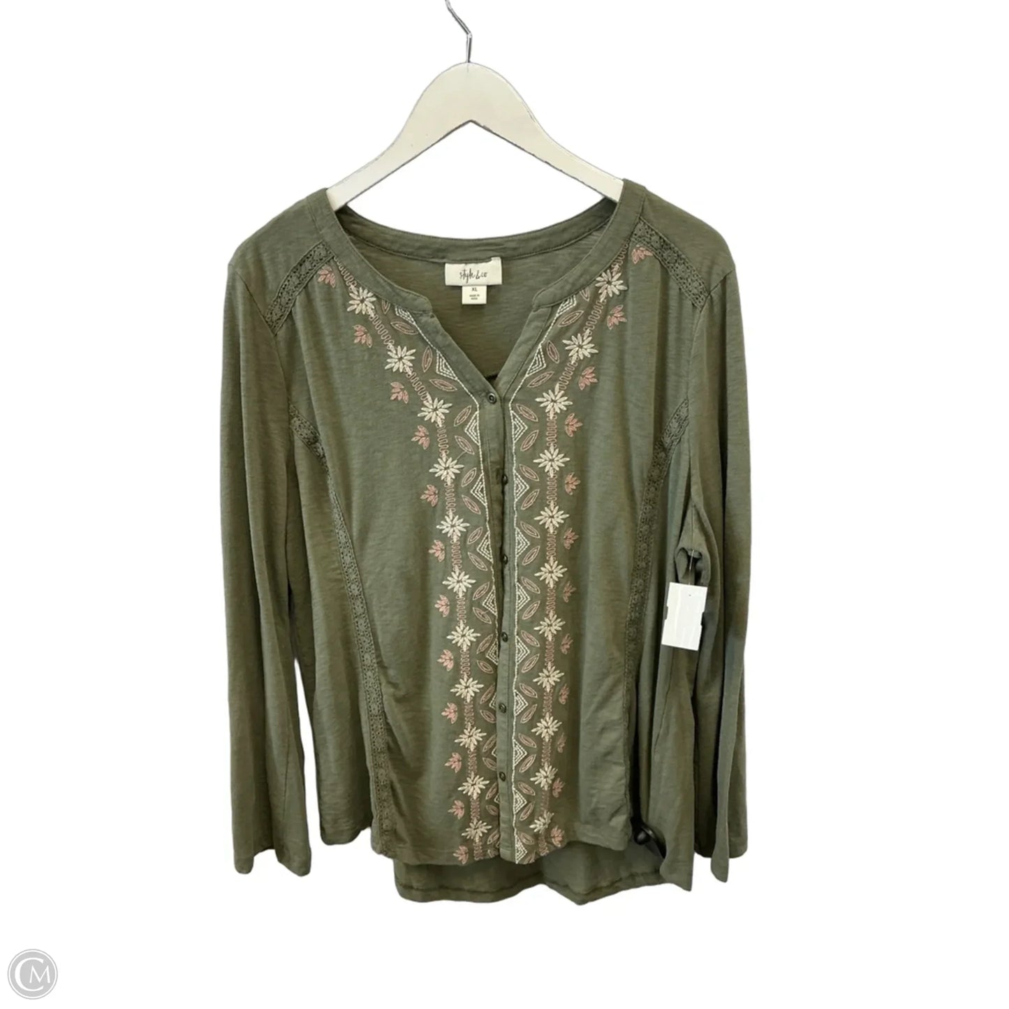 Top Long Sleeve By Style And Company In Green, Size: Xl