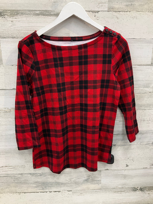 Top 3/4 Sleeve By Charter Club In Black & Red, Size: M