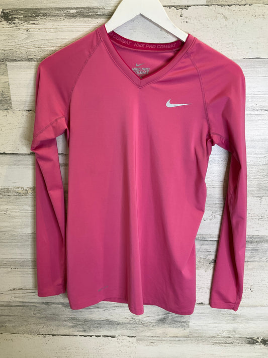 Pink Athletic Top Long Sleeve Crewneck Nike Apparel, Size S