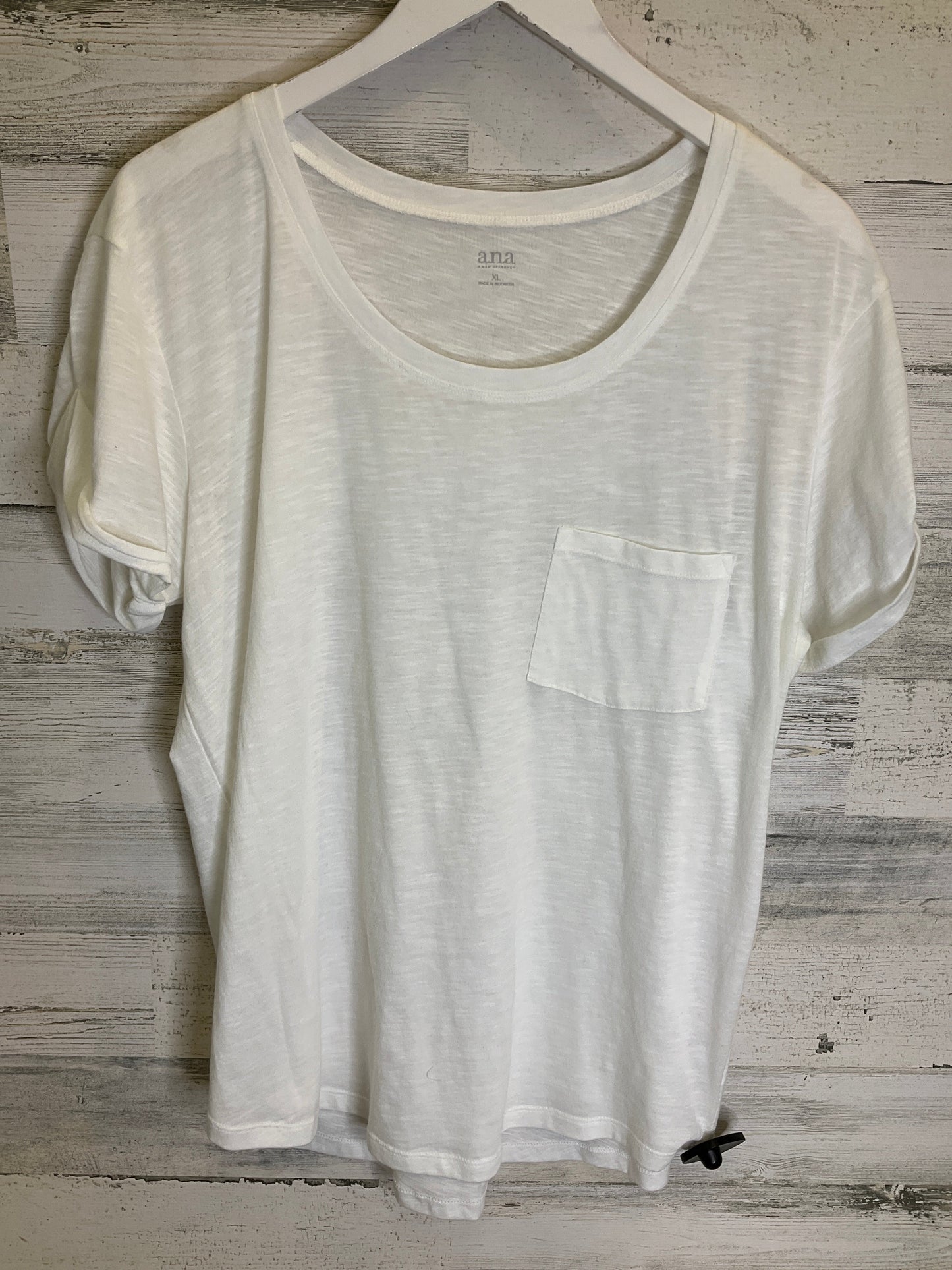 White Top Short Sleeve Basic Ana, Size Xl