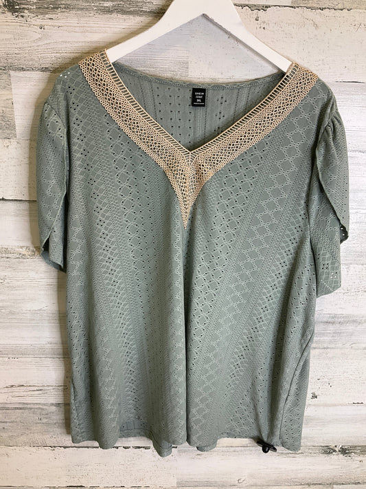 Green Top Short Sleeve Shein, Size 3x