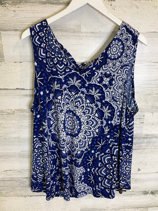 Blue & White Top Sleeveless Westport, Size 2x