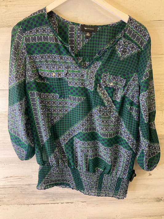 TOP LS AB STUDIO in BLUE & GREEN, Size: M