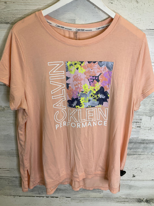 Top Short Sleeve By Calvin Klein In Peach, Size: 1x