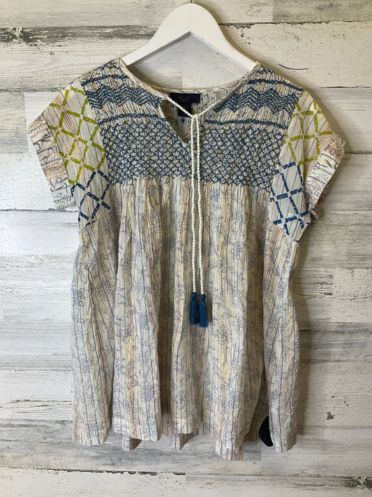 Blue & Cream Top Short Sleeve Rachel Roy, Size Xs