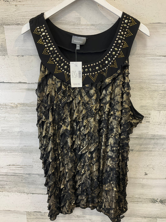 Black & Gold Top Sleeveless Essentials, Size 3x