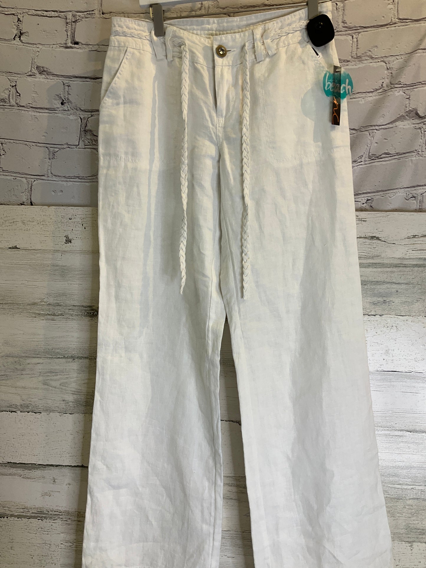 White Pants Linen Beach Riot, Size 4