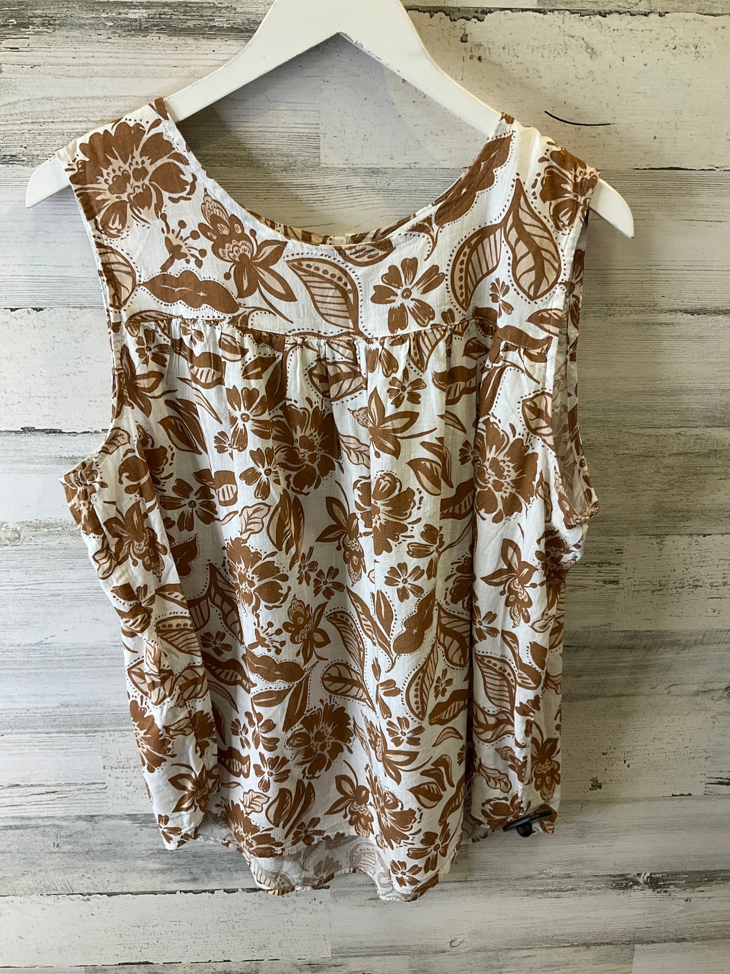 Brown & White Top Short Sleeve Sonoma, Size Xxl