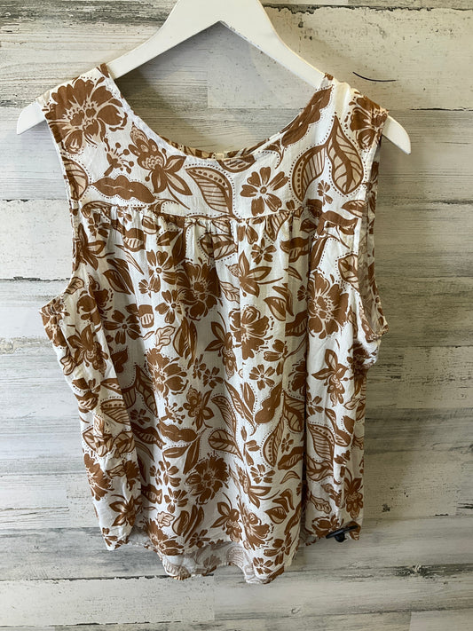 Brown & White Top Short Sleeve Sonoma, Size Xxl