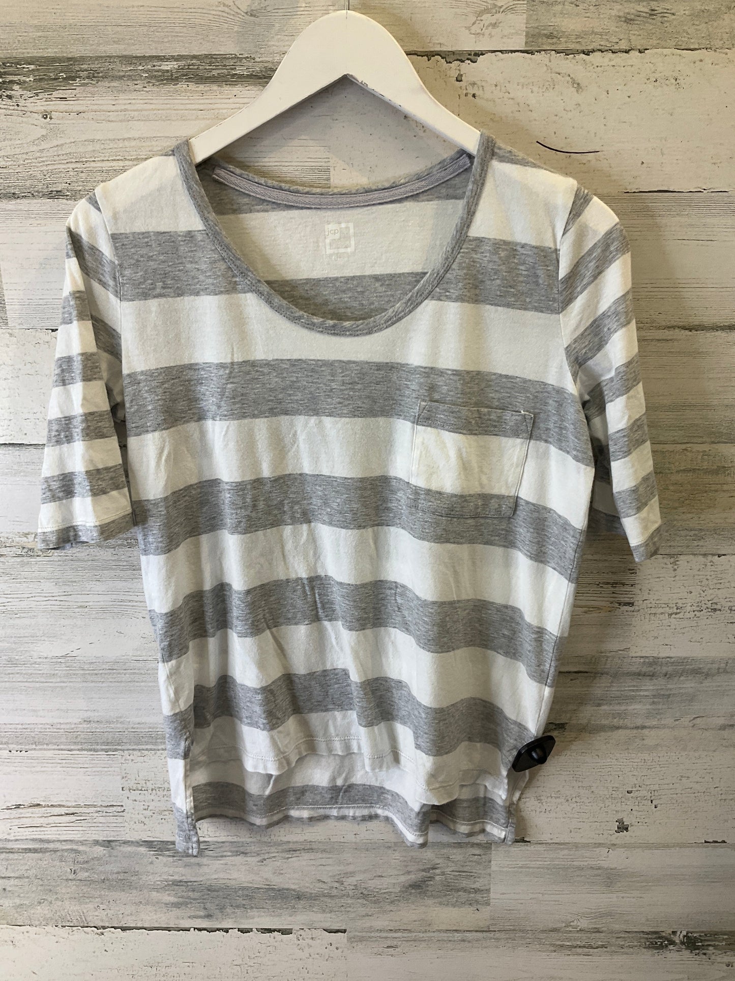 Grey & White Top Short Sleeve Jcp, Size M