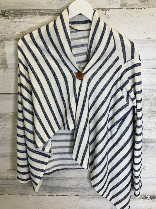 Blue & White Top Long Sleeve Bobeau, Size M