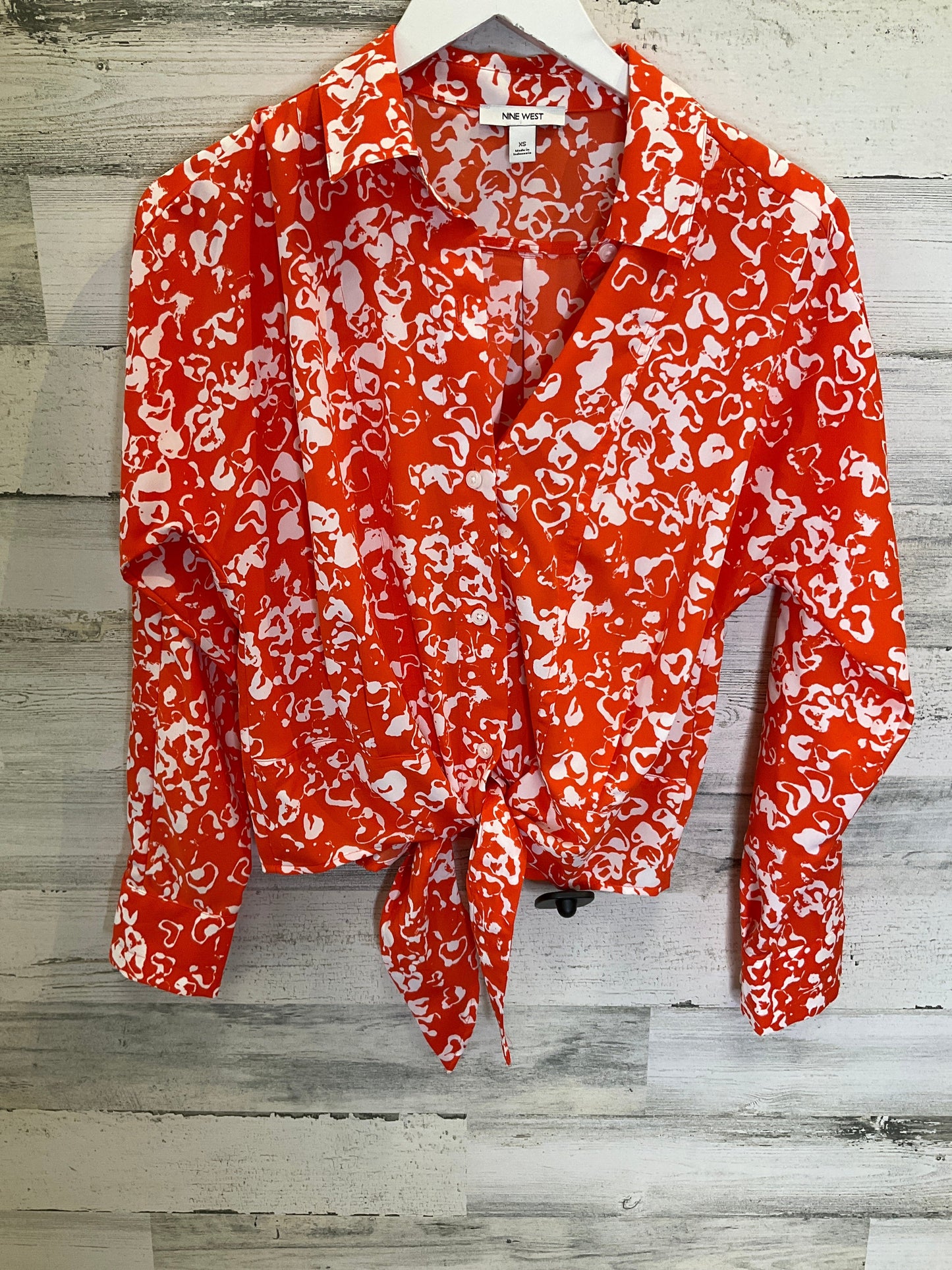 Orange & White Top Long Sleeve Nine West, Size Xs