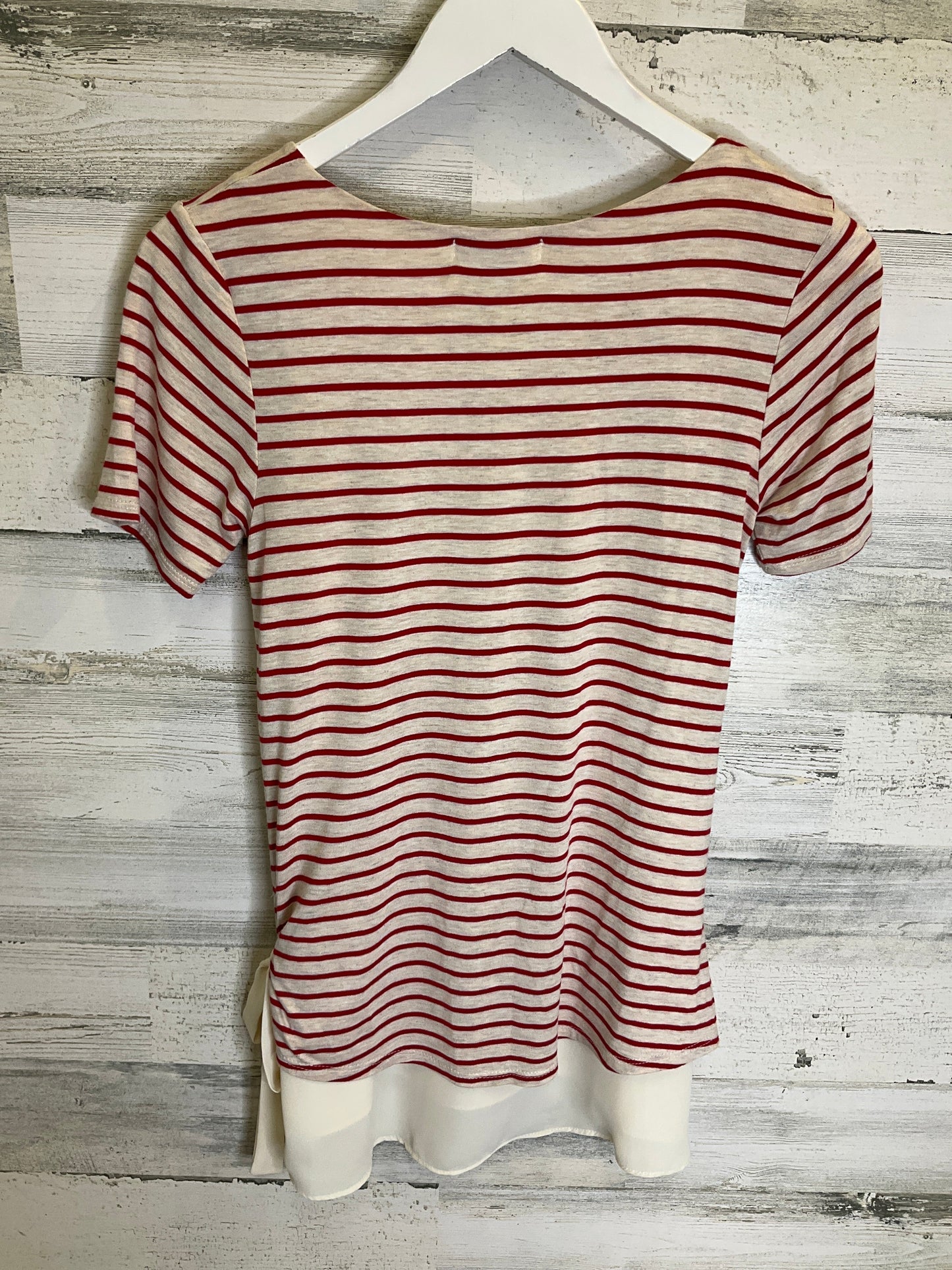 Red & Tan Top Short Sleeve Moa Moa, Size S