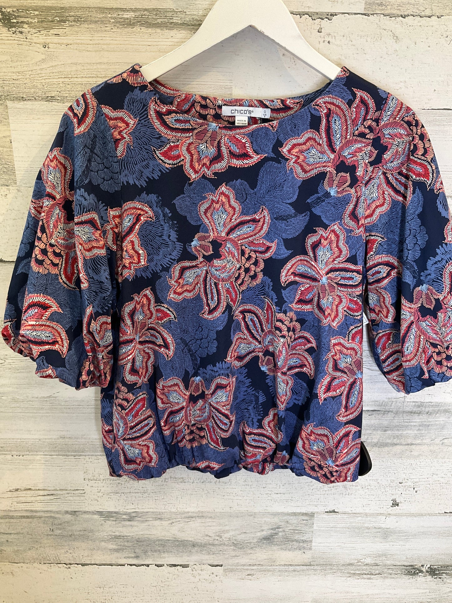 Blue & Red Top 3/4 Sleeve Chicos, Size S