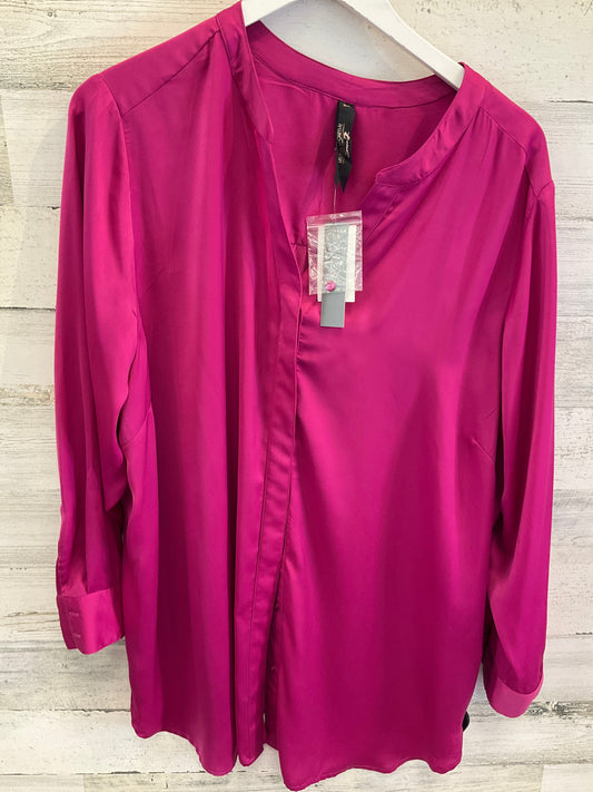 Blouse 3/4 Sleeve By Melissa Mccarthy In Pink, Size: 2x