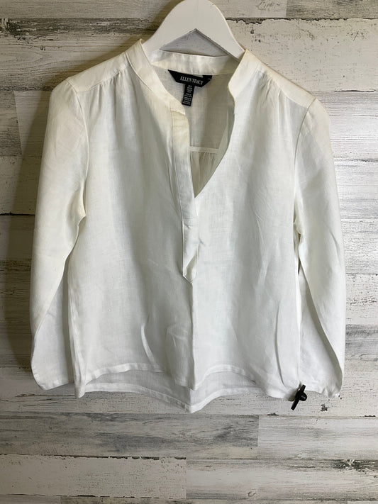 Top Long Sleeve By Ellen Tracy In White, Size: S