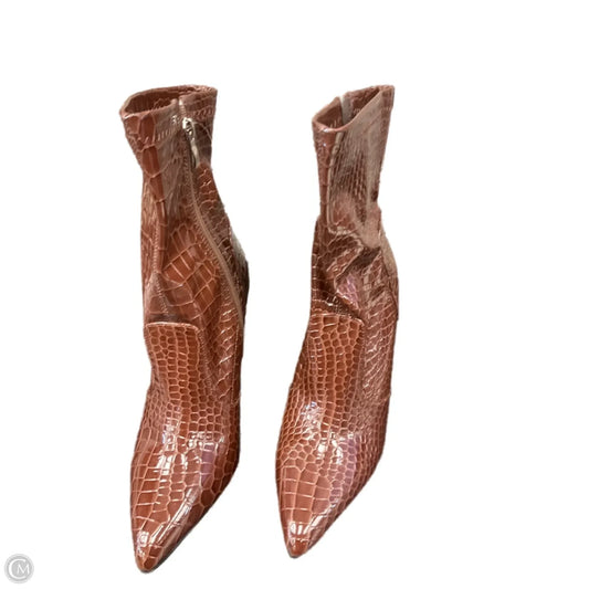 Boots Mid-calf Heels By Boohoo Boutique In Brown, Size: 8.5