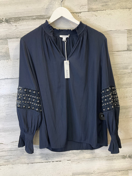 Blouse Long Sleeve By Chicos In Blue, Size: M