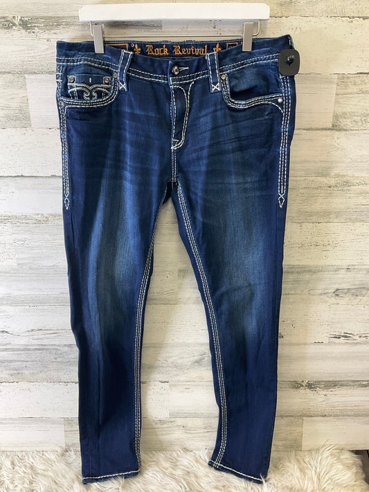 Jeans Straight By Rock Revival In Blue, Size: 14