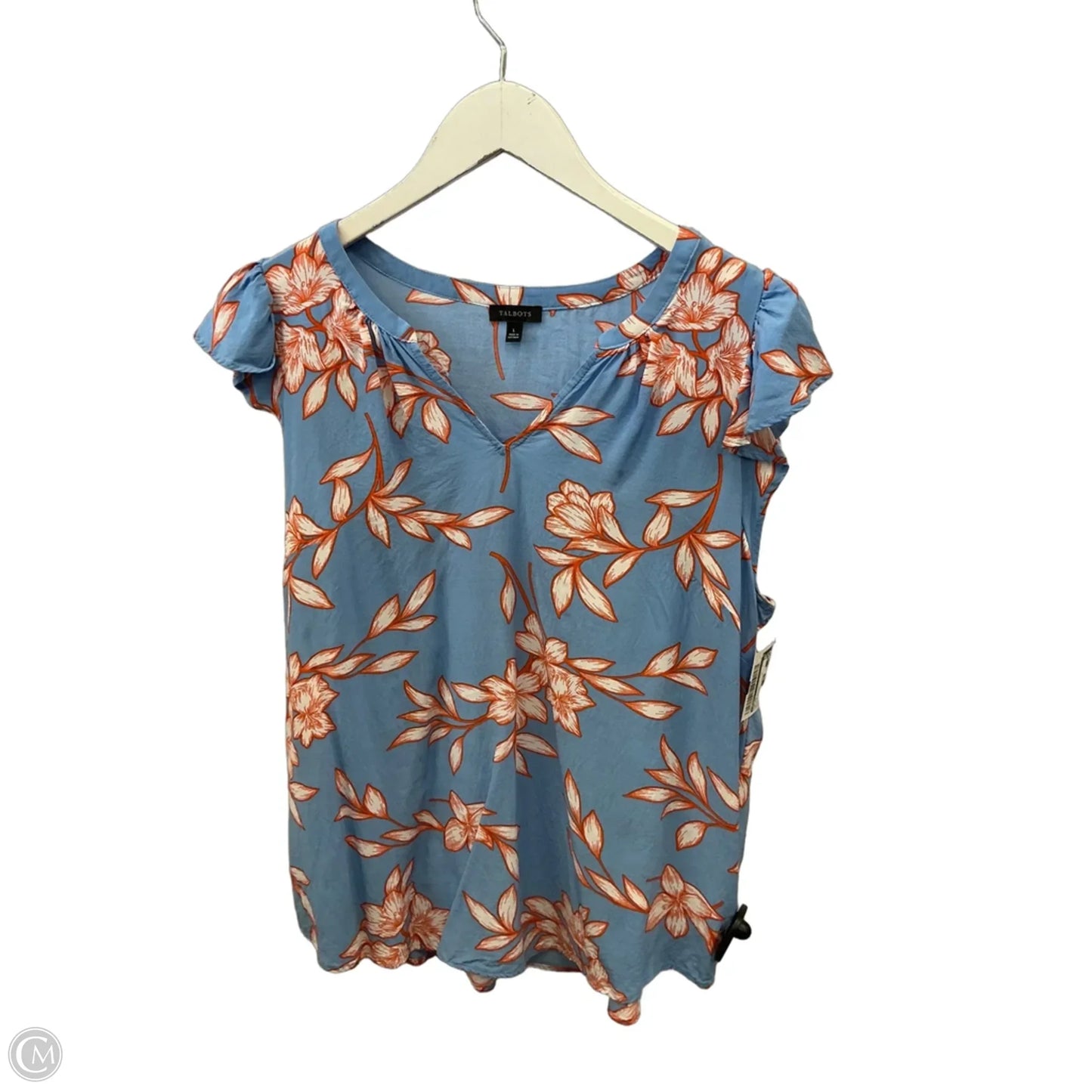 Top Short Sleeve By Talbots In Blue & Orange, Size: L