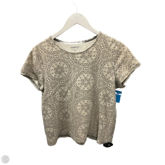 Top Short Sleeve By Croft And Barrow In Tan & White, Size: L