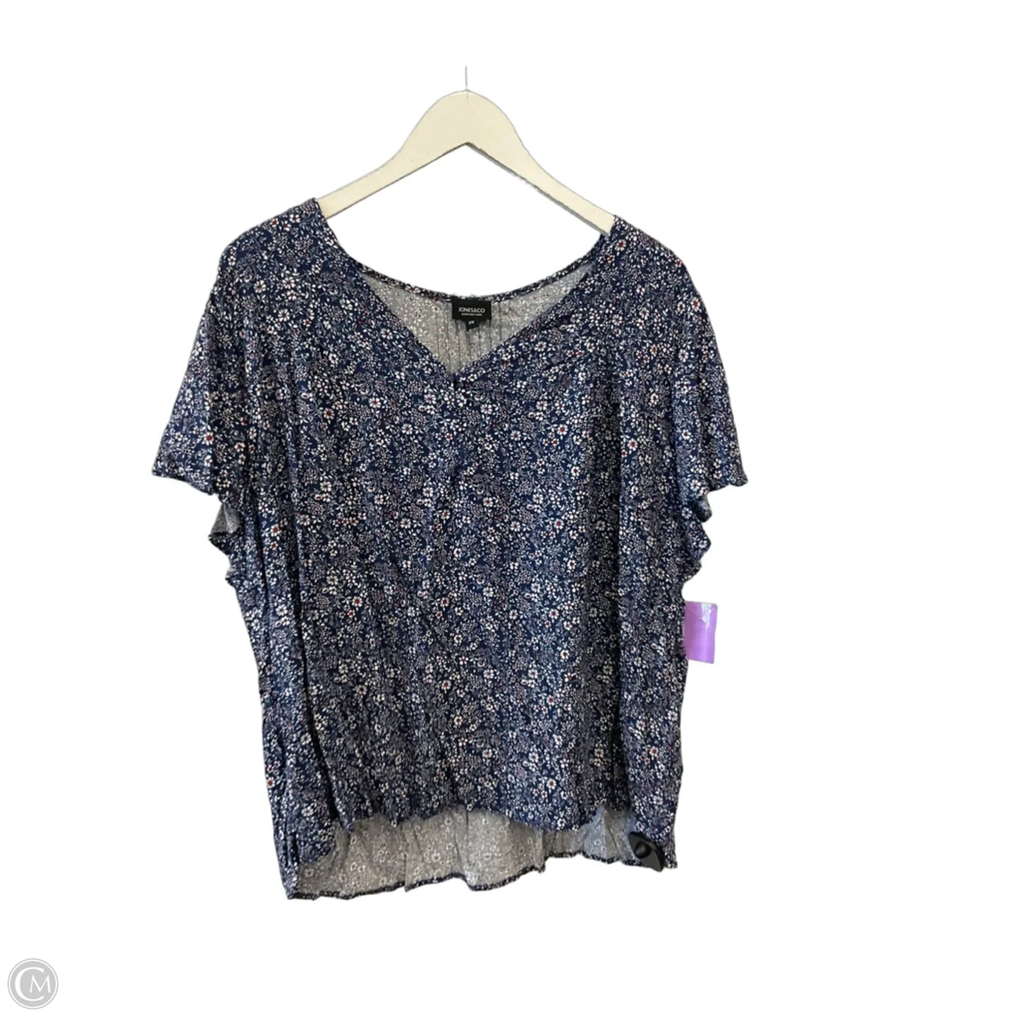 Top Short Sleeve By Jones And Co In Blue, Size: 2x