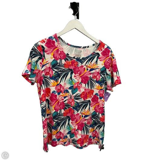 Top Short Sleeve By Time And Tru In Tropical Print, Size: Xxl