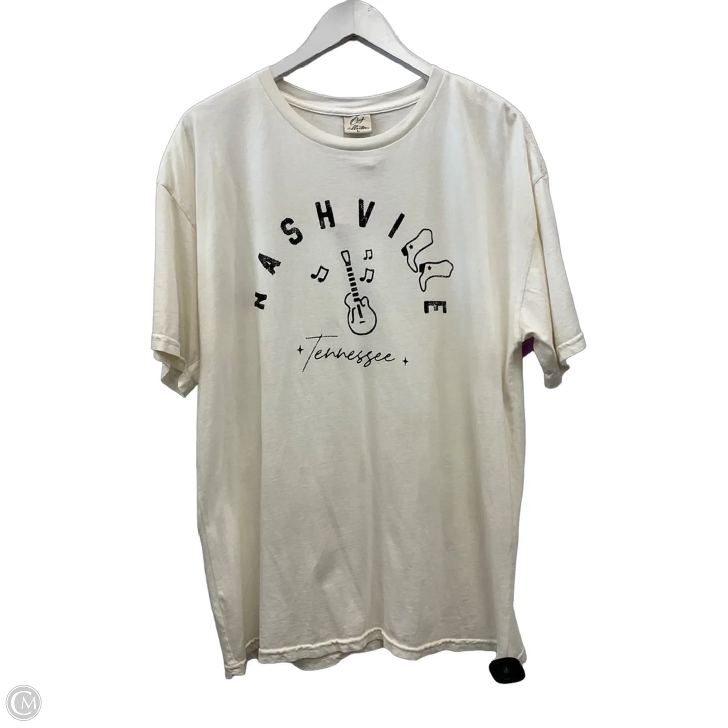 Top Short Sleeve By Oat In White, Size: L