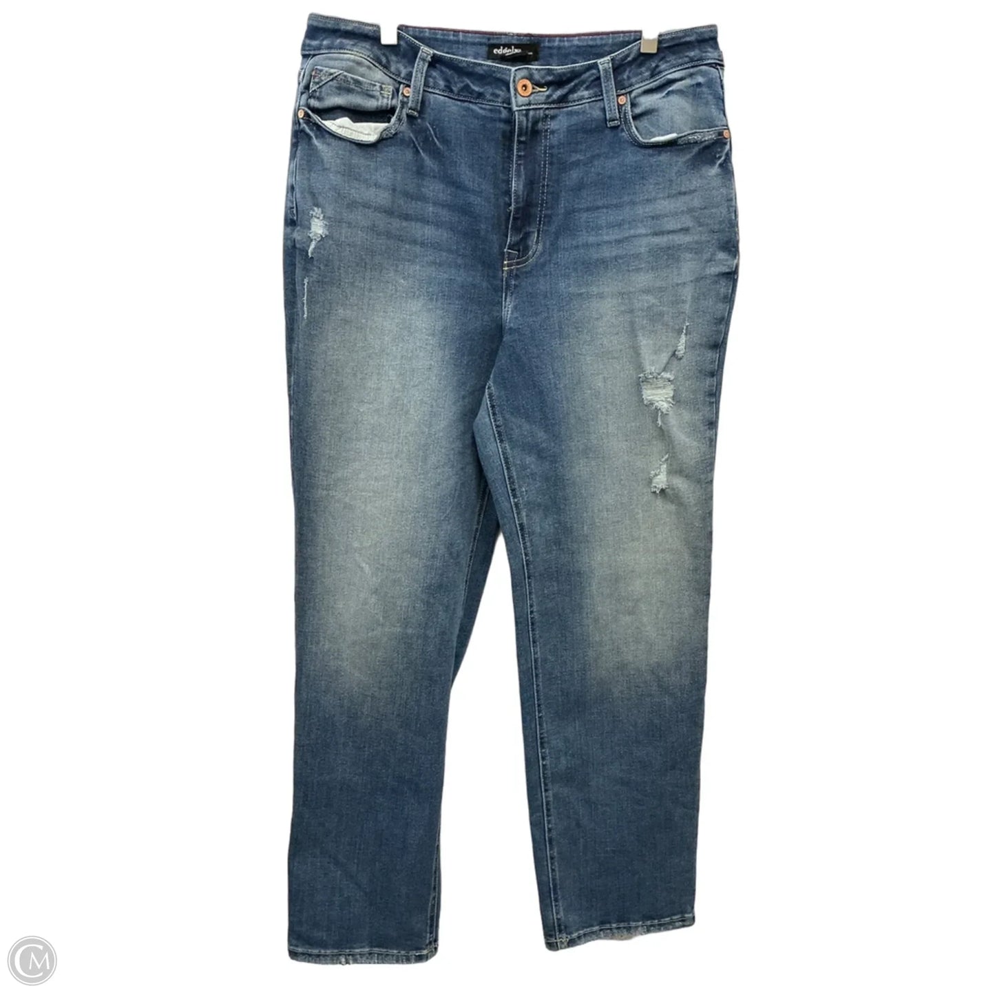 Jeans Straight By Edgely In Blue Denim, Size: 16