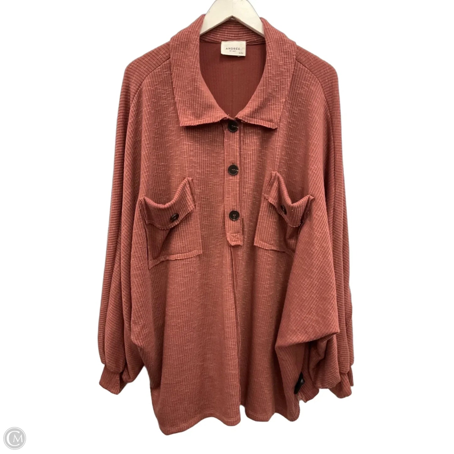 Jacket Shirt By Andree By Unit In Pink, Size: 2x