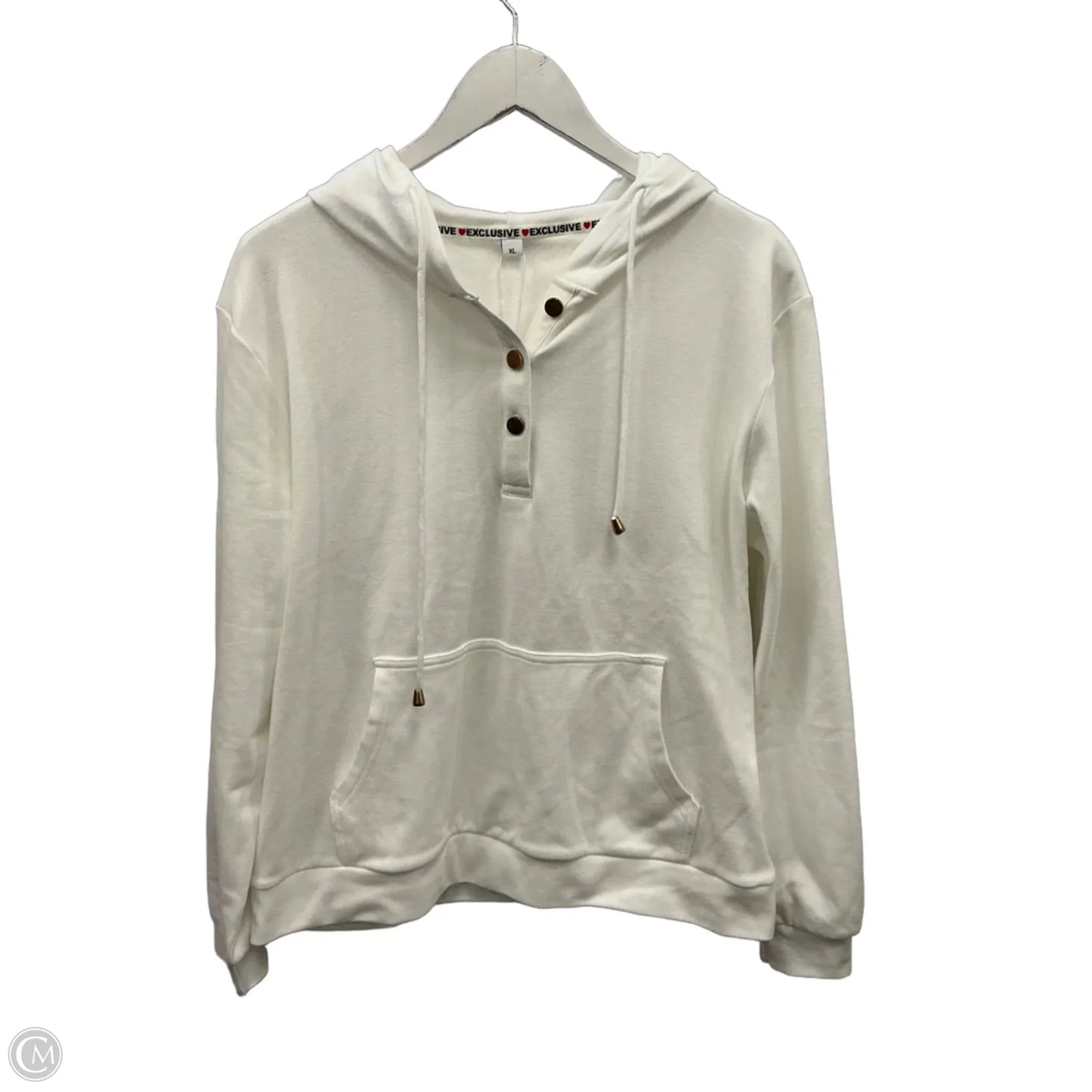 Sweatshirt Hoodie By Clothes Mentor In White, Size: Xl