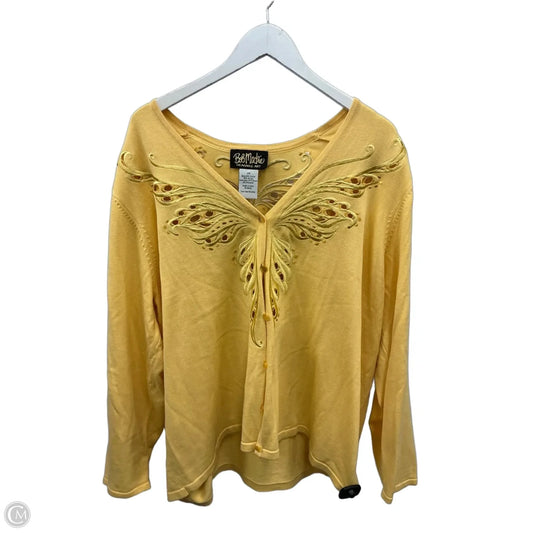 Cardigan By Bob Mackie Qvc In Yellow, Size: 2x