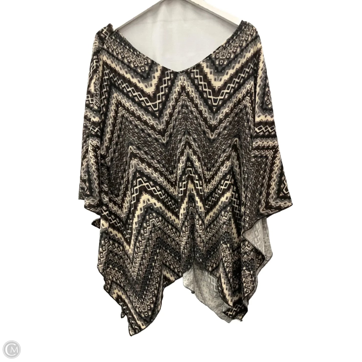 Poncho By Perseption Concept In Brown & Cream, Size: Xl