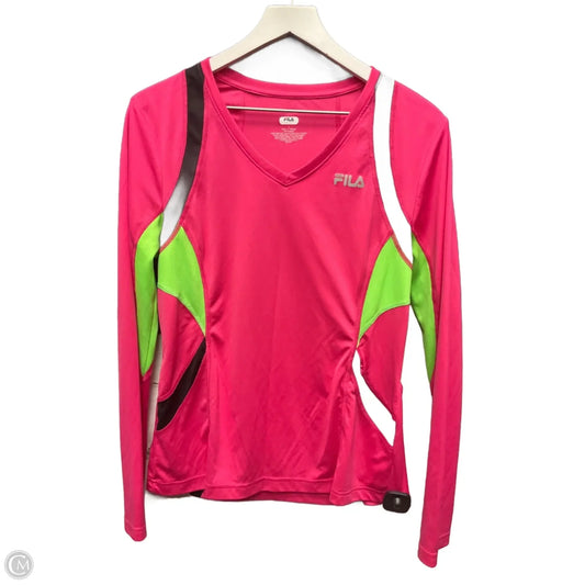 Athletic Top Long Sleeve Crewneck By Fila In Pink, Size: L