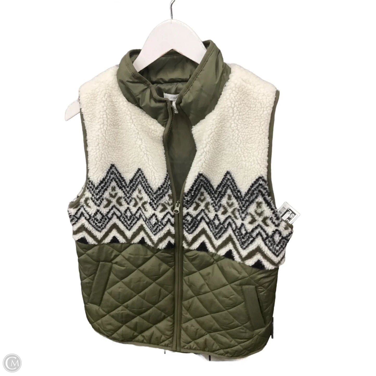 Vest Fleece By Maurices In Green & White, Size: S