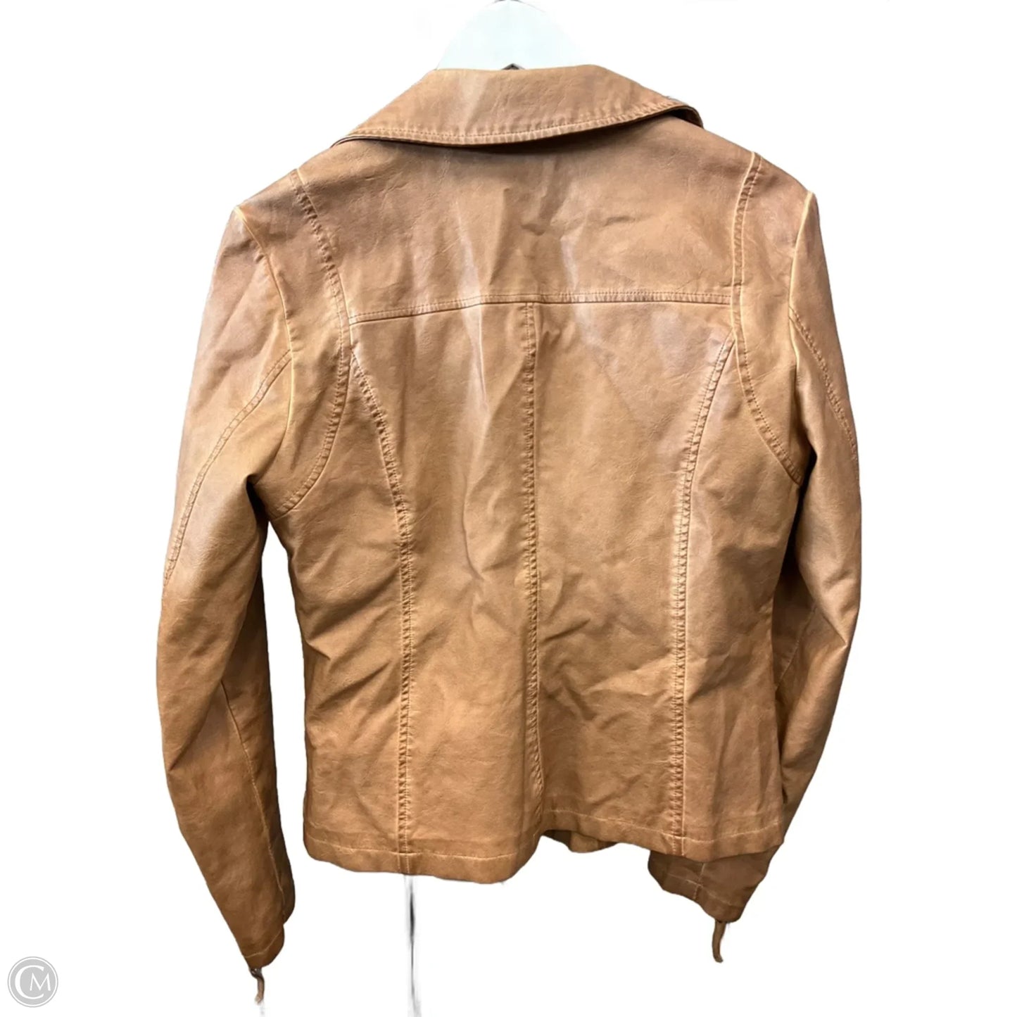 Jacket Moto By Max Studio In Tan, Size: S