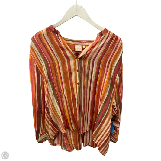 Top Long Sleeve By Zac And Rachel In Striped Pattern, Size: L