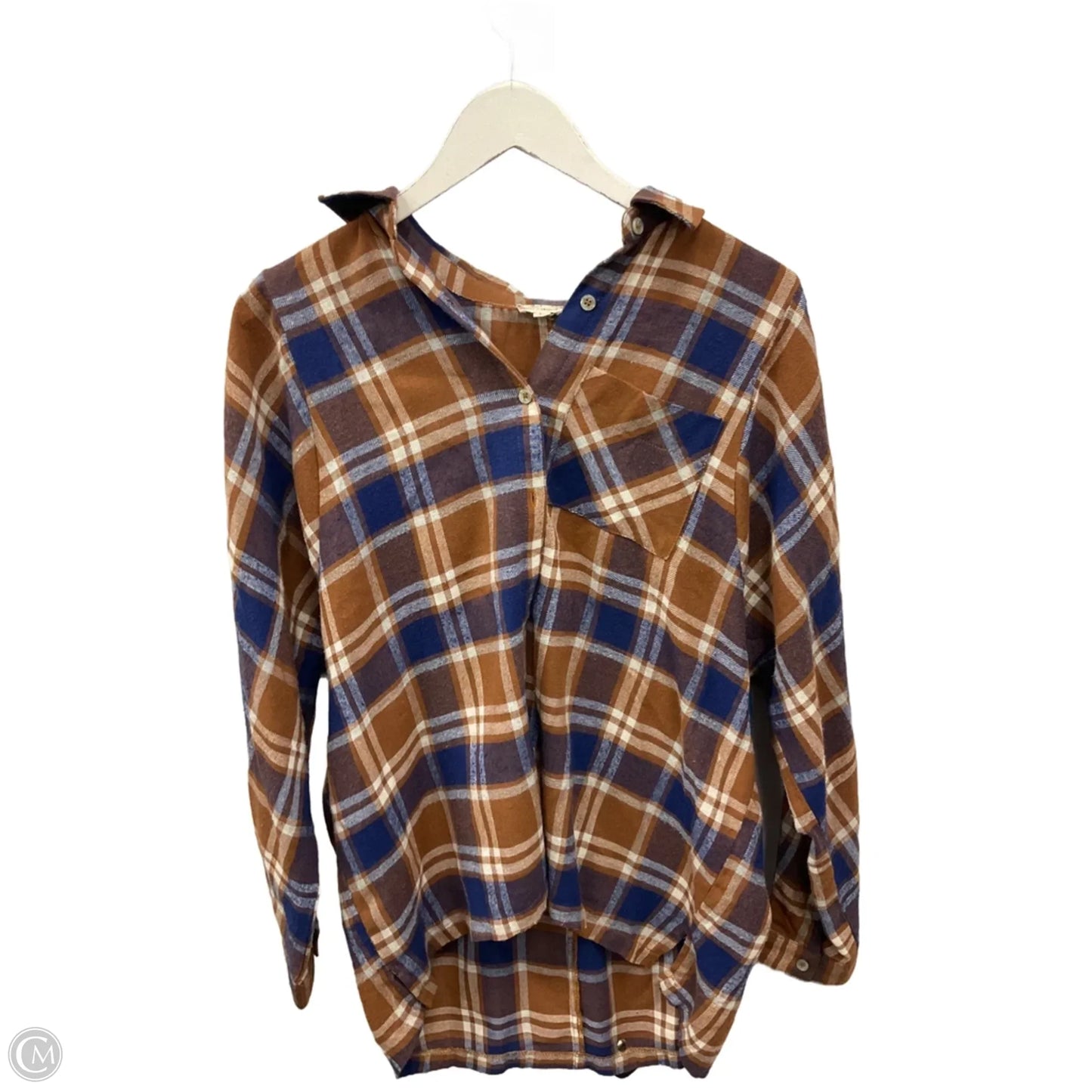 Top Long Sleeve By Hem & Thread In Plaid Pattern, Size: S