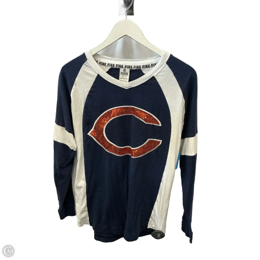 Athletic Top Long Sleeve Crewneck By Pink In Blue & White, Size: Xs