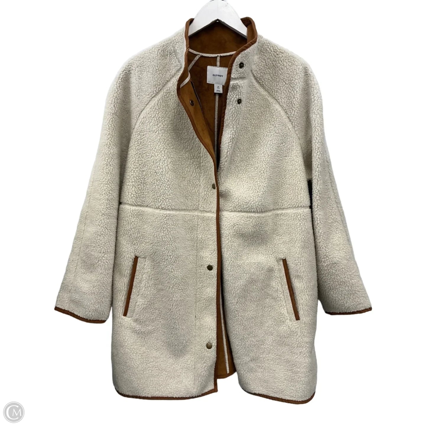 Coat Faux Fur & Sherpa By Old Navy In White, Size: 1x