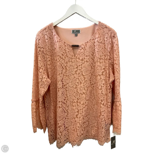 Top Long Sleeve By Jm Collections In Peach, Size: Xl