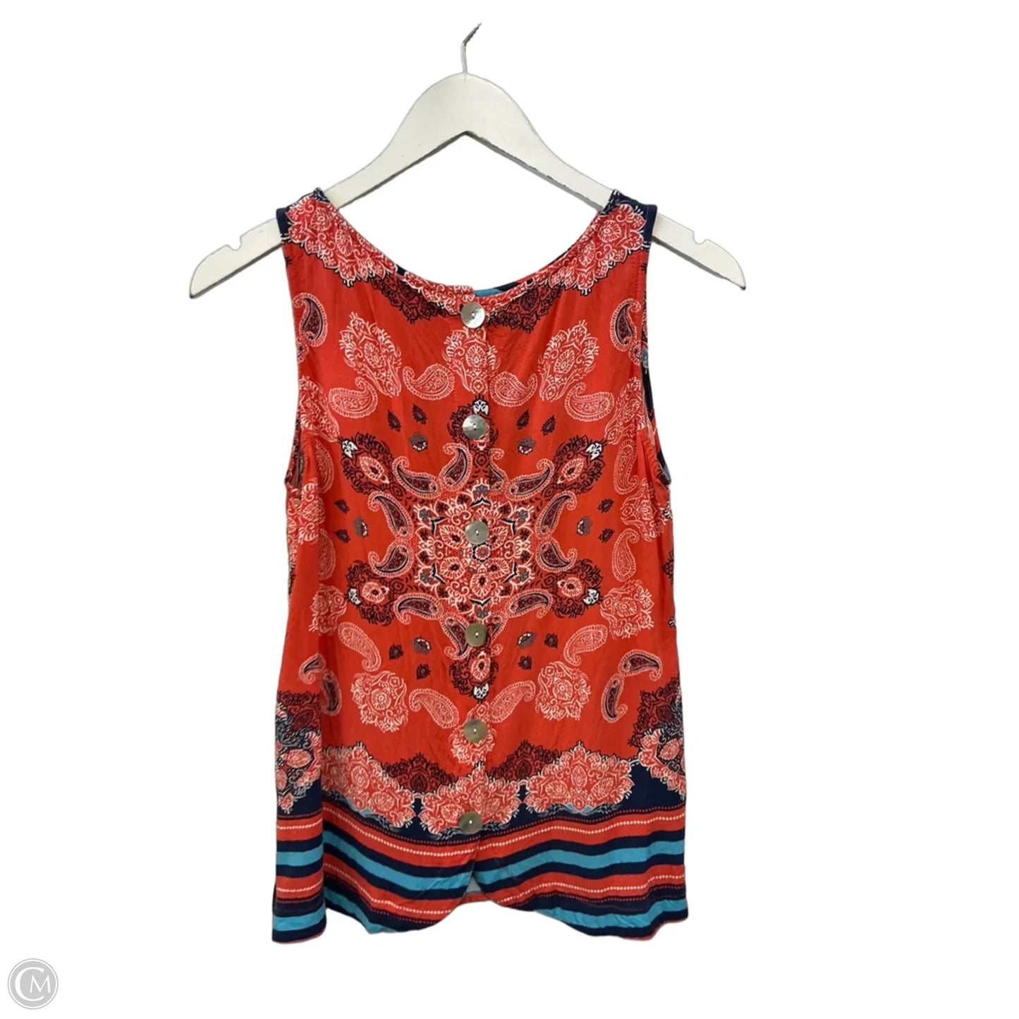 Top Sleeveless By Figuero & Flower In Blue & Red, Size: Mp