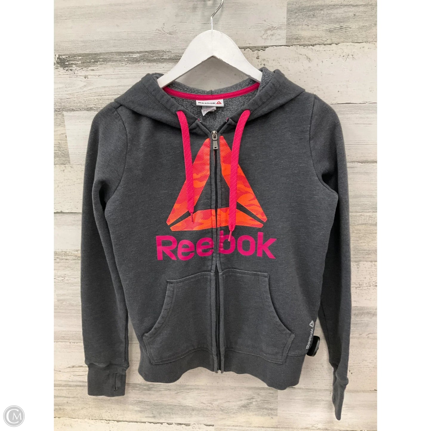 Athletic Jacket By Reebok In Grey, Size: S