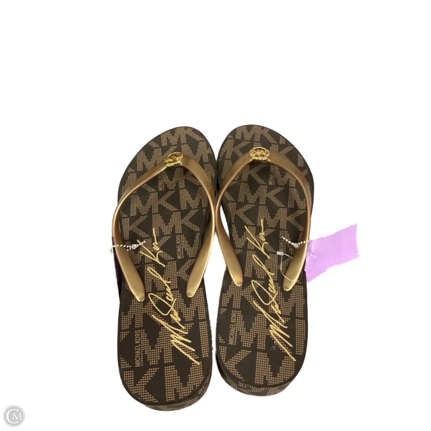 Sandals Flip Flops By Michael By Michael Kors In Gold, Size: 10