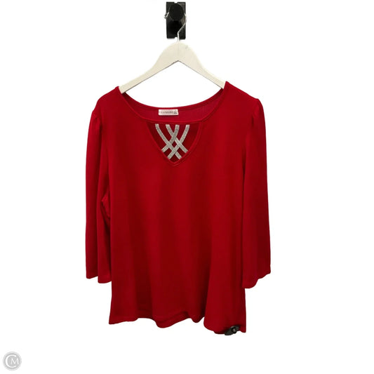 Top 3/4 Sleeve By Retrology In Red, Size: 2x