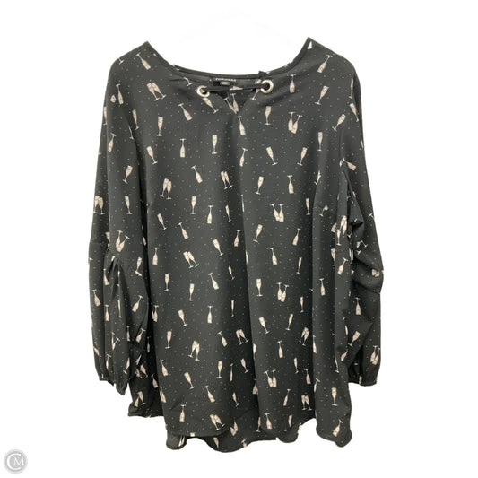 Top 3/4 Sleeve By Roz And Ali In Black, Size: 2x