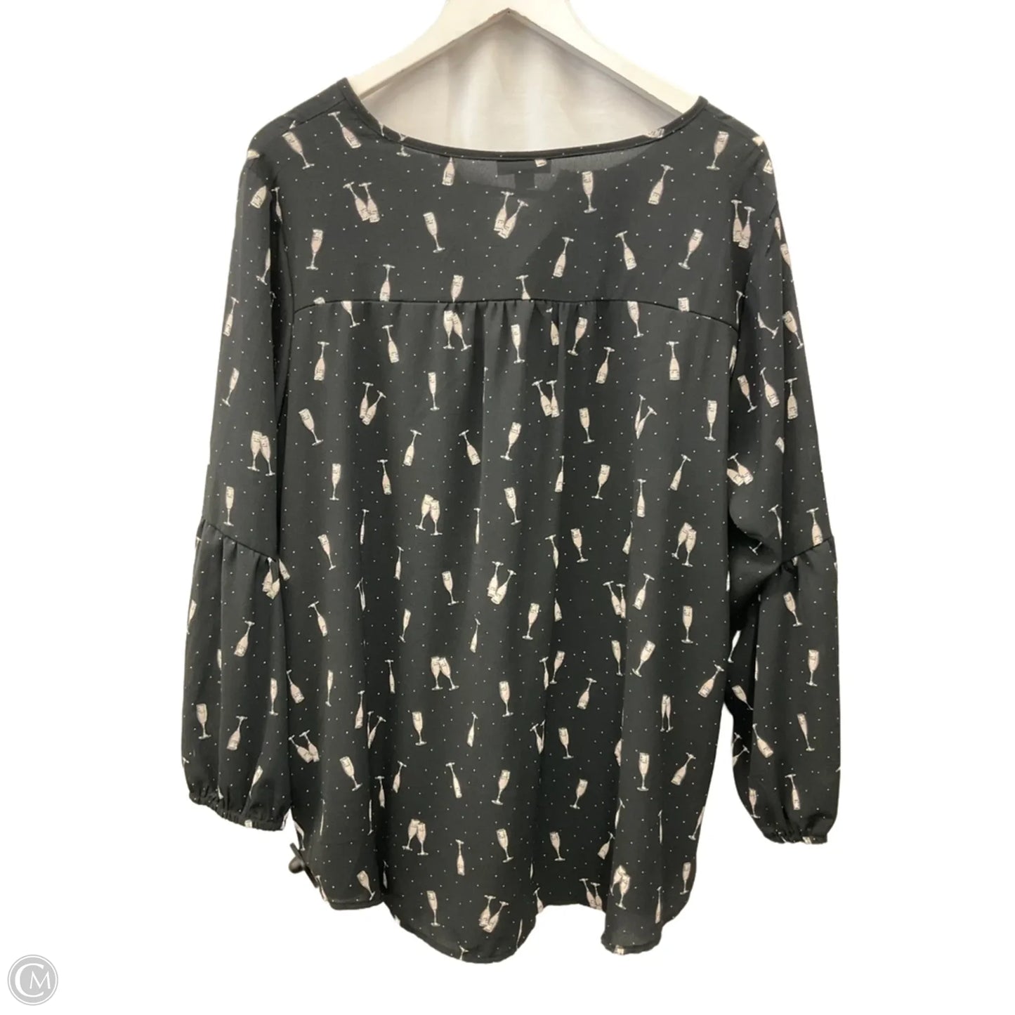 Top 3/4 Sleeve By Roz And Ali In Black, Size: 2x