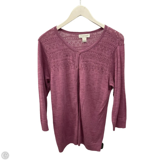Cardigan By Christopher And Banks In Mauve, Size: L