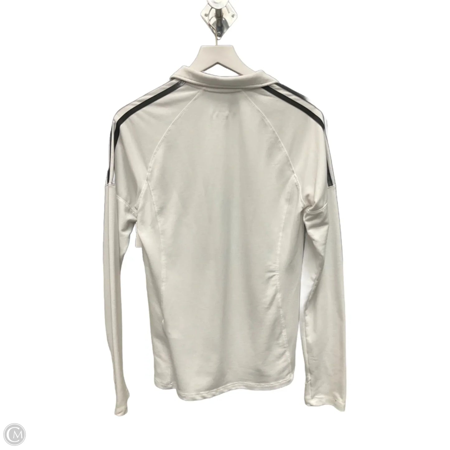 Athletic Top Long Sleeve Collar By Adidas In White, Size: M