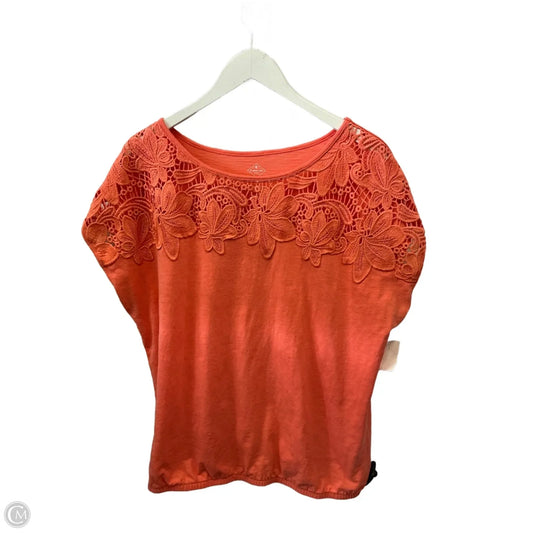 Top Short Sleeve By St Johns Bay In Peach, Size: 1x
